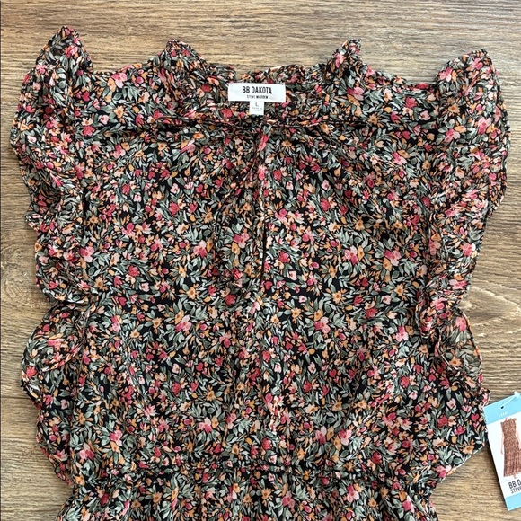 BB Dakota Steve Madden Ditsy Tiered Ruffle Dress Floral Print Women's Size L NWT - Picture 5 of 14